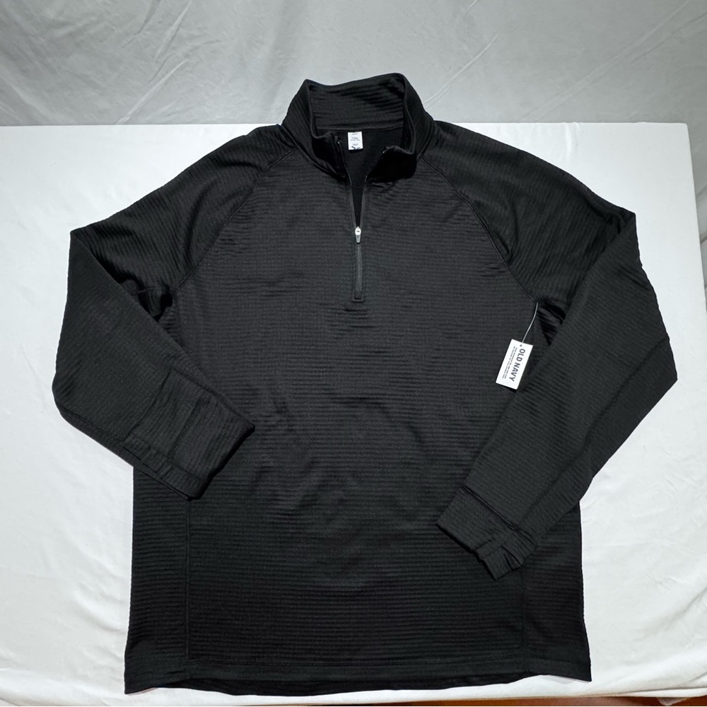 Old Navy Go-Dry Cool 1/4 Zip Long Sleeve Lightweight Pullover Black Mens L Tall